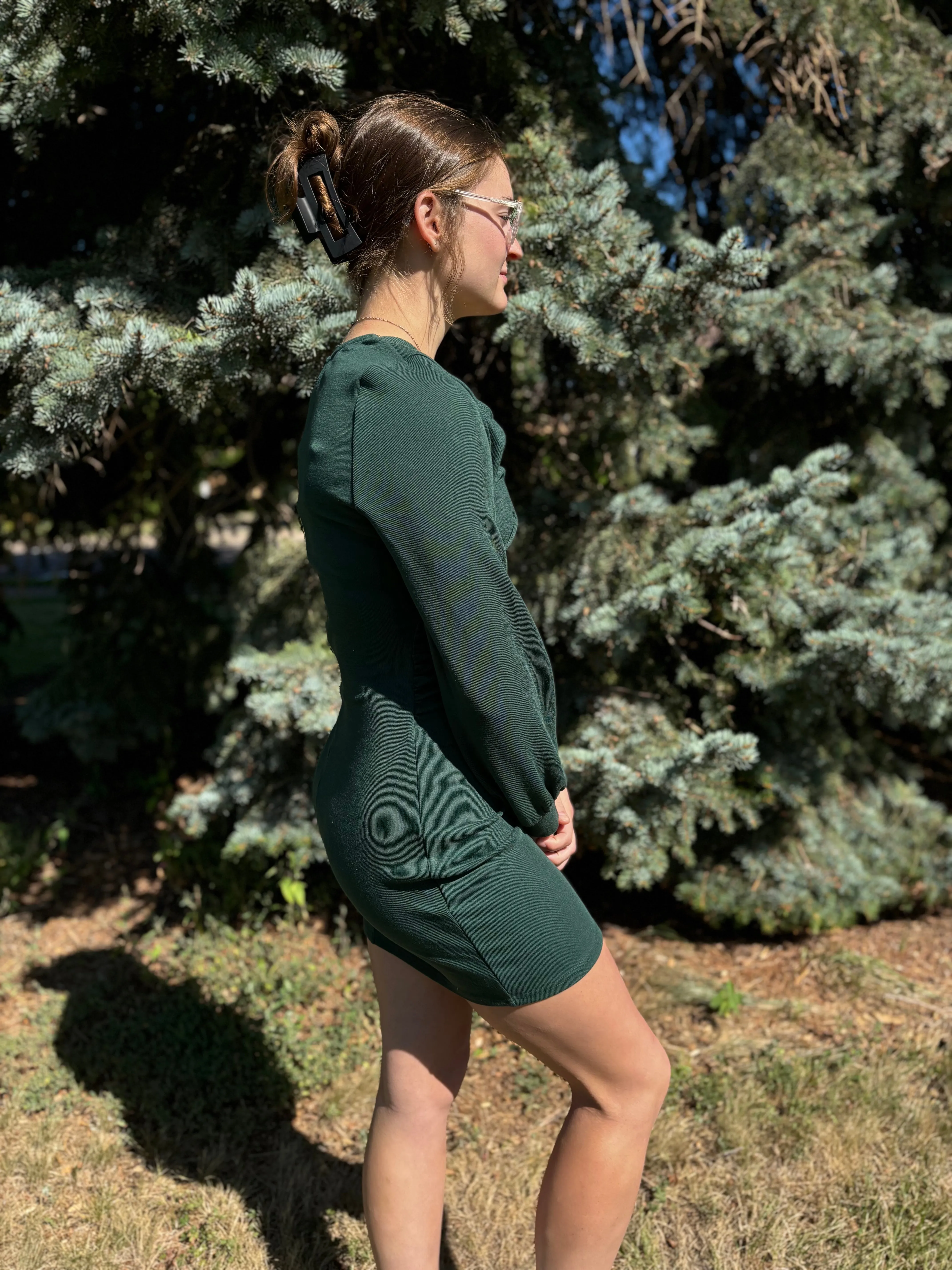 Asymmetrical Cowl Neck Bodycon Mini Dress