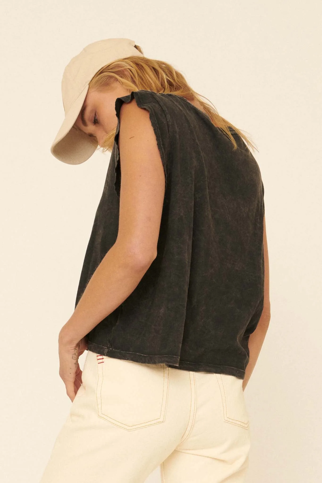 At Ease Sleeveless Vintage-Wash Tee