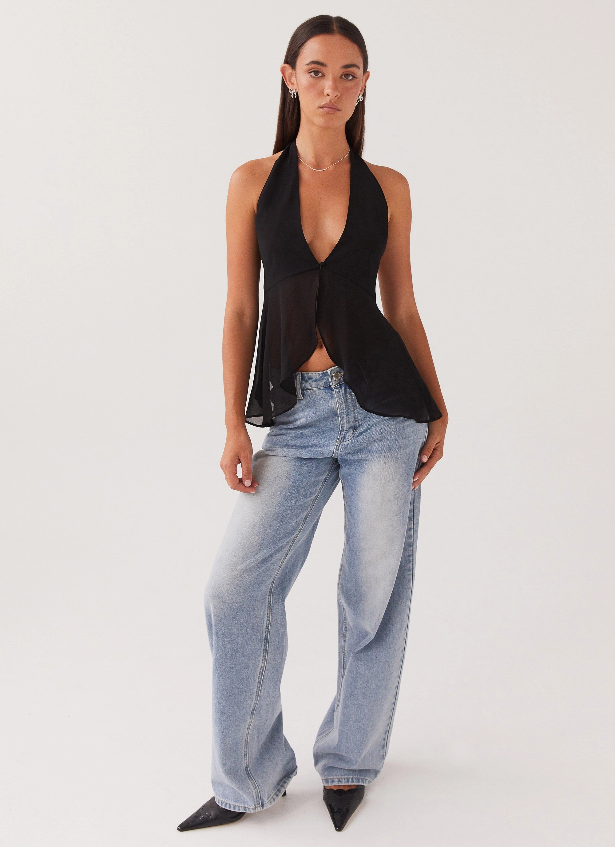 Erasable Surface Coating At Last Halterneck Top - Black