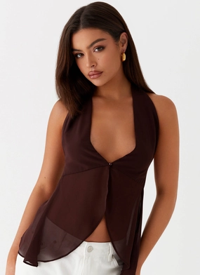 Casual Wear LowProfileSeams At Last Halterneck Top - Brown
