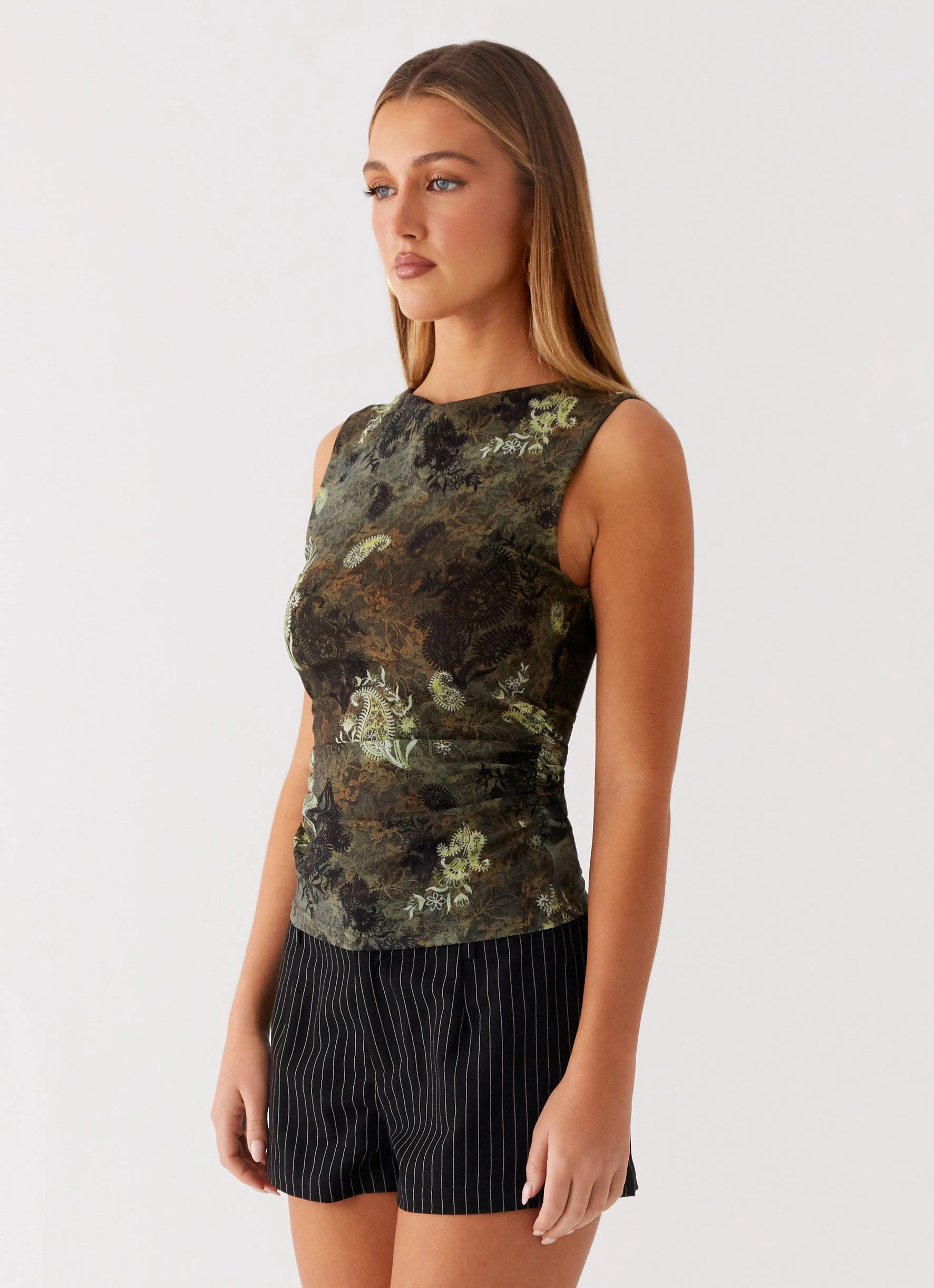 Breathable Mesh Insert SnagProof Lux Tank Top - Cyber Floral