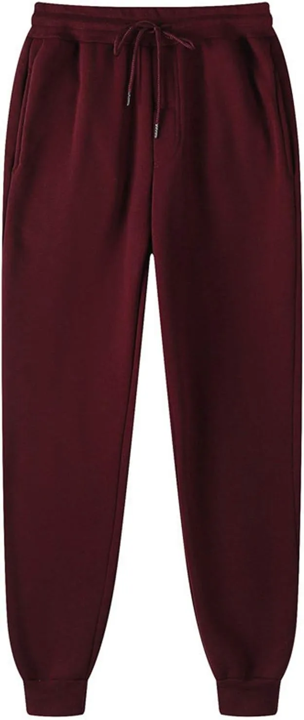 Athletic Pants for Men Elastic Waist Fleece Sweatpants with Pockets Fall Winter Stylish Track Pants Loose Fit Joggers