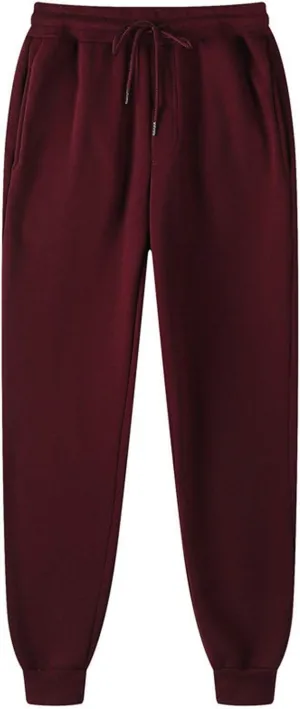 Athletic Pants for Men Elastic Waist Fleece Sweatpants with Pockets Fall Winter Stylish Track Pants Loose Fit Joggers