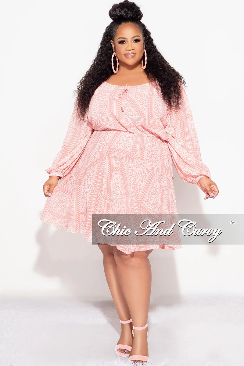 Windproof coating Final Sale Plus Size Off The Shoulder Dress in Coral Print Summer