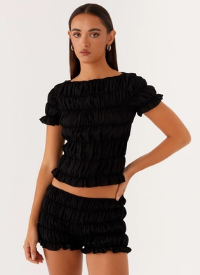 AntiStaticFinish Mateo Ruched Top - Black