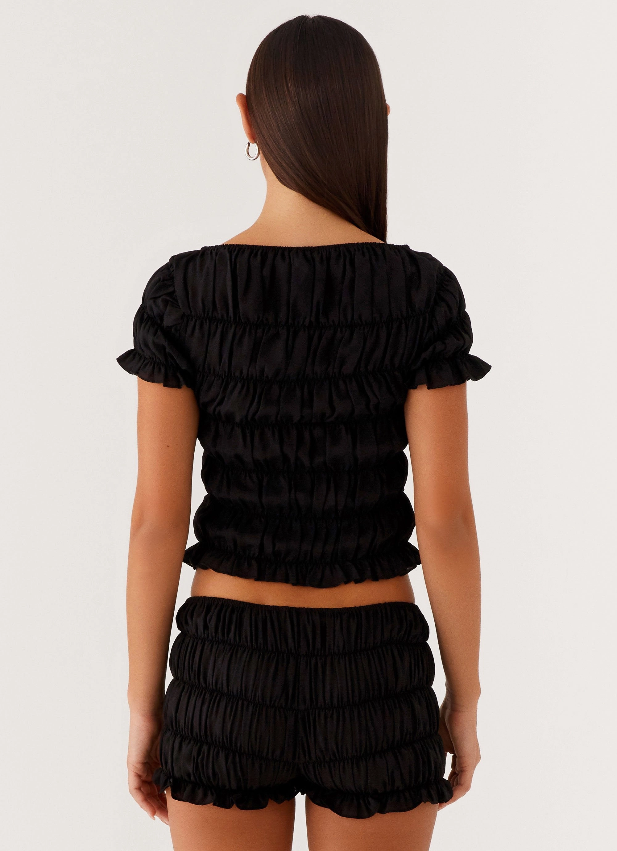 OrganicCottonBlend AbrasionResistant Finish Mateo Ruched Top - Black