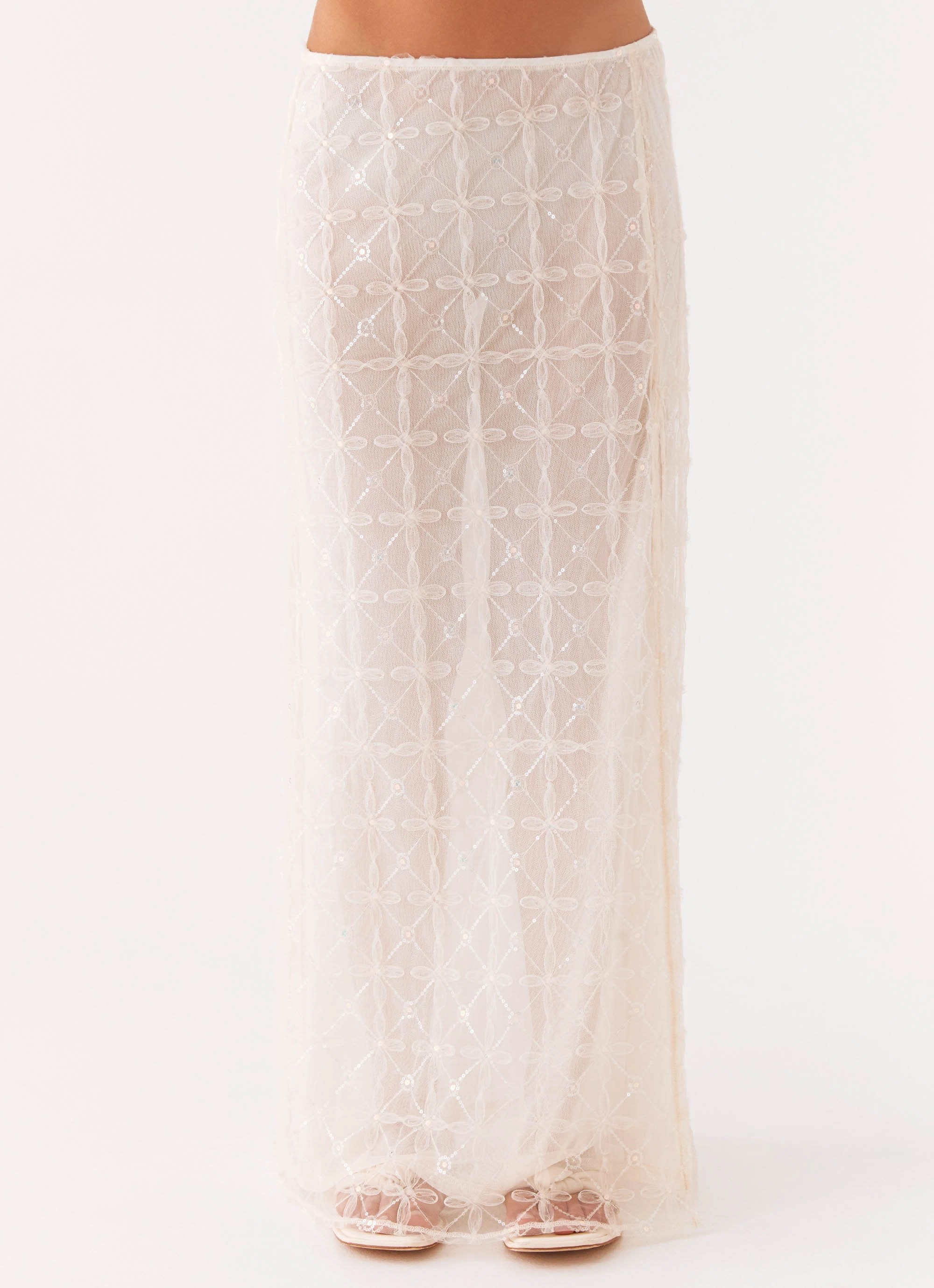 Opal Sequin Maxi Skirt - White All Season Wear