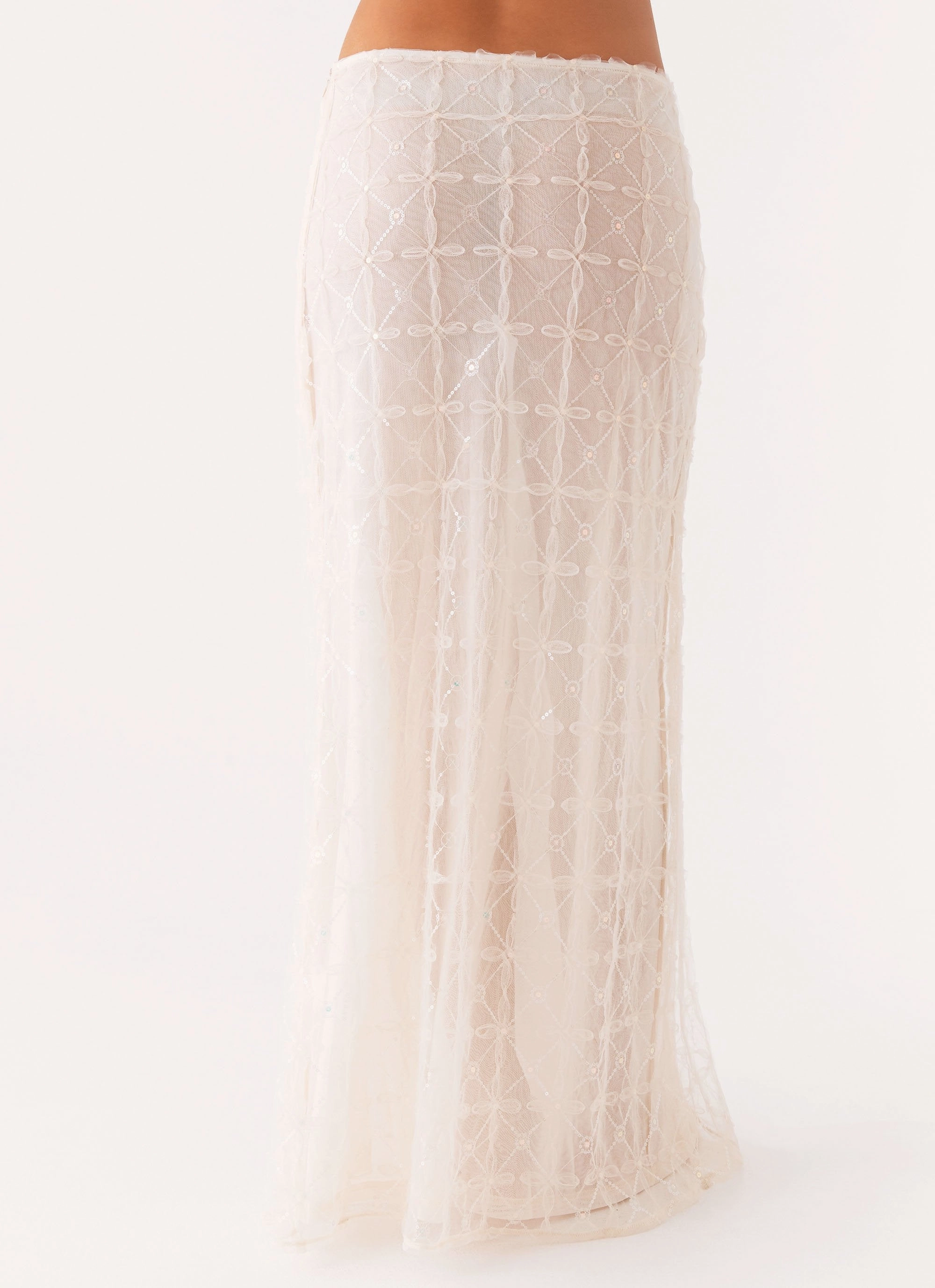 Timeless Style Opal Sequin Maxi Skirt - White