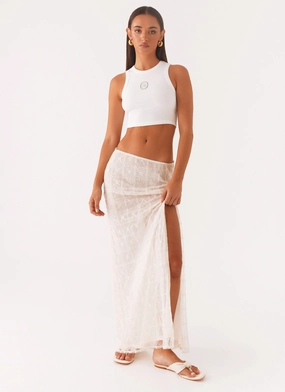 Opal Sequin Maxi Skirt - White NonSlipInnerGrip