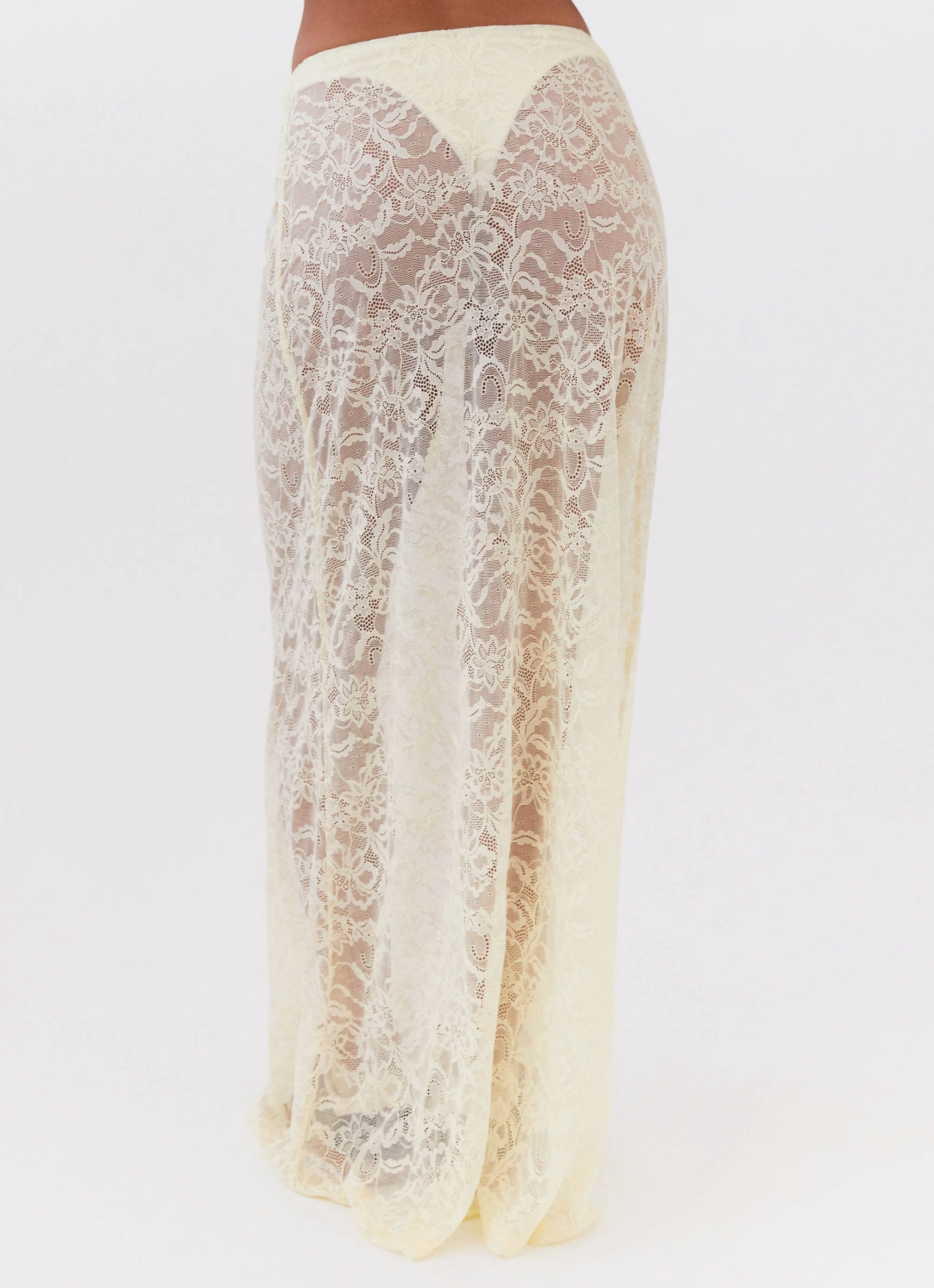Comfort Stretch Fade Resistant Dye Atoir Lace Maxi Skirt - Yellow