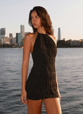 Aullie Mini Dress - Black Polished Appearance Sophisticated Fit