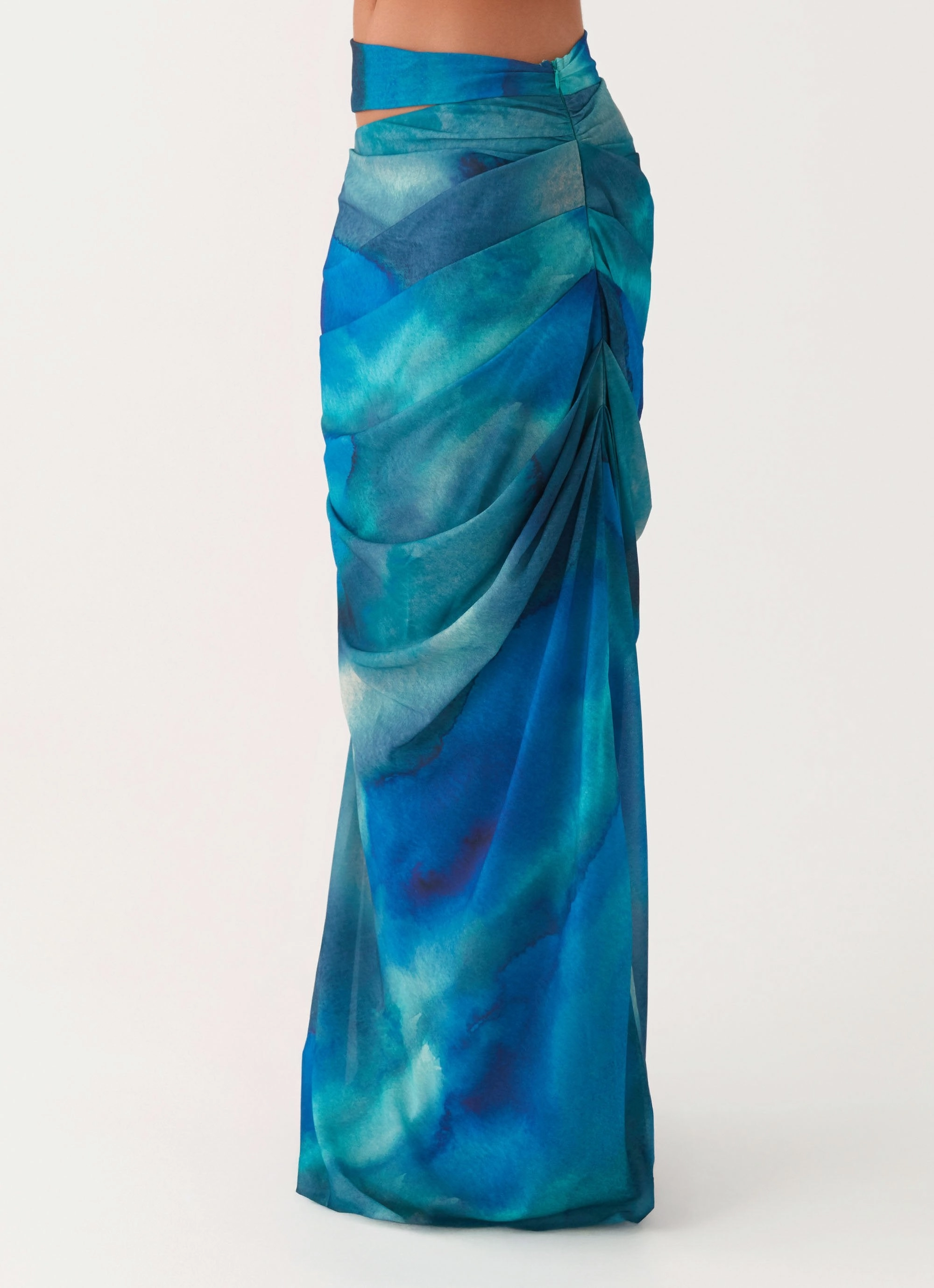 Flattering Look Austin Cut Out Maxi Skirt - Blue Tie Dye