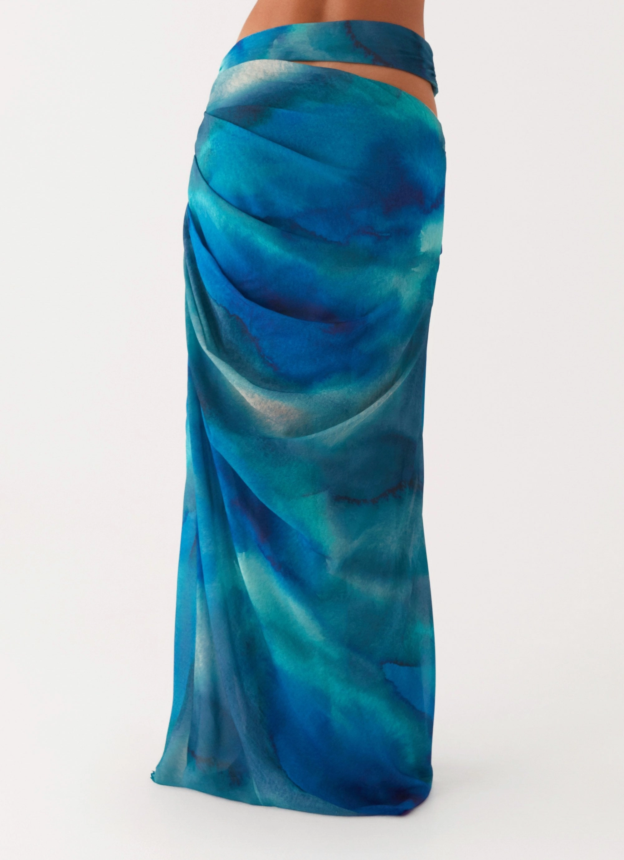 Austin Cut Out Maxi Skirt - Blue Tie Dye Sporty Comfort Wear anti slip grip