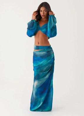 Austin Cut Out Maxi Skirt - Blue Tie Dye All Occasion