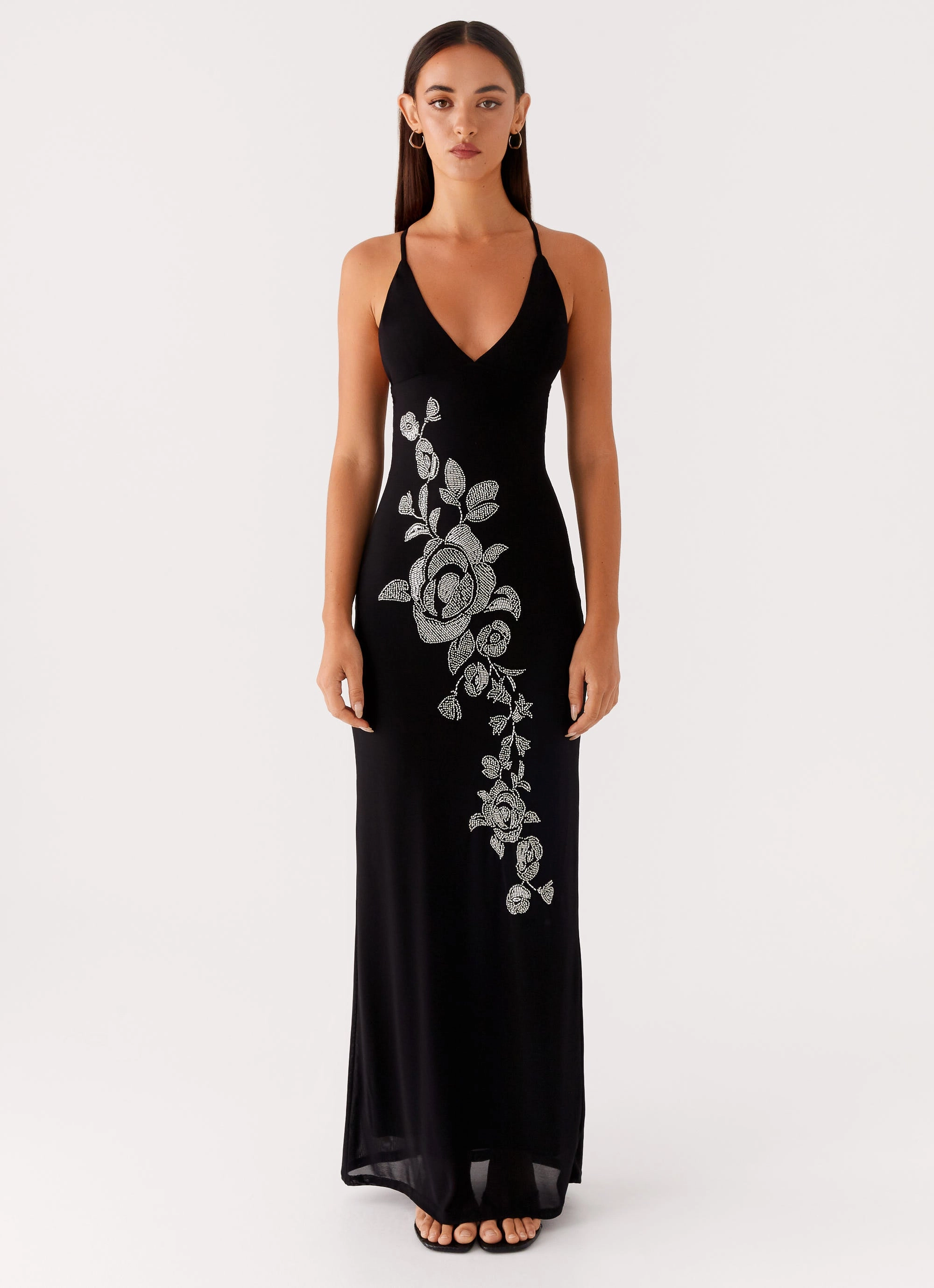 Lounge Comfort Dreamy Look Beki Beaded Mesh Maxi Dress - Black