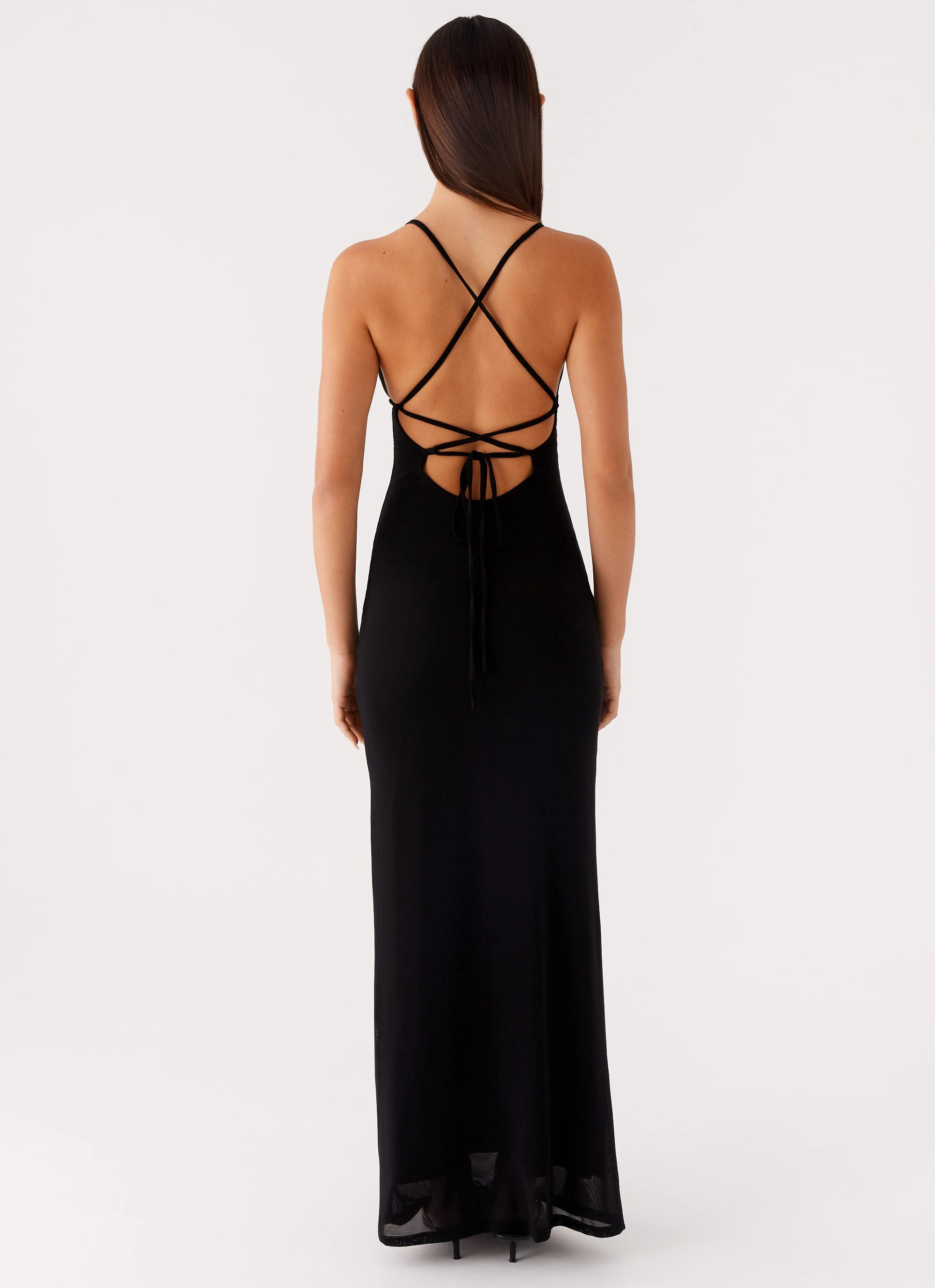 Beki Beaded Mesh Maxi Dress - Black Polished Motion Fresh Style