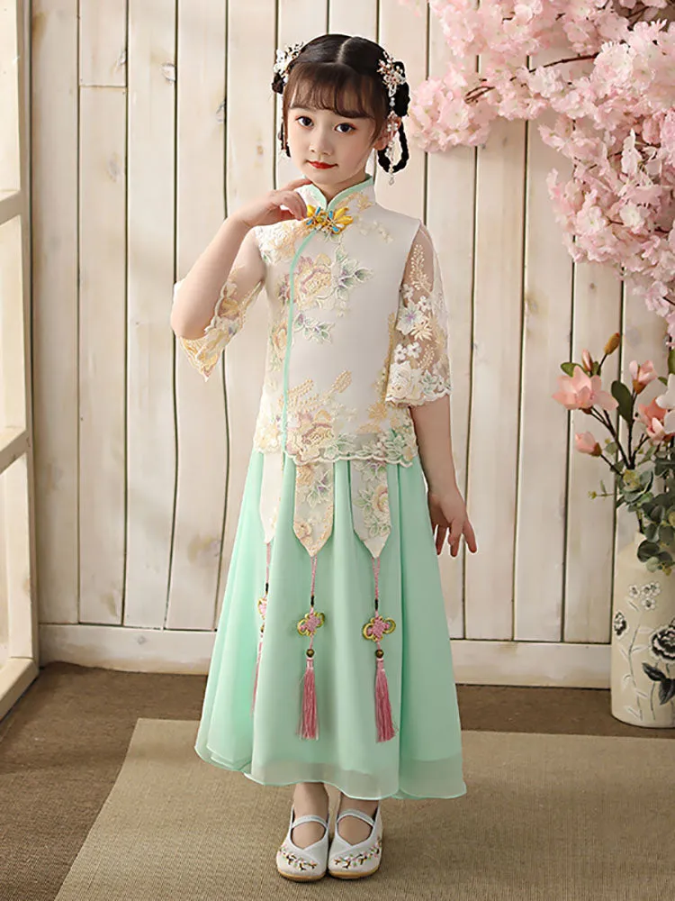 Autumn/Winter Ancient Oriental Style Dress National Elements Girl's Tang Suit