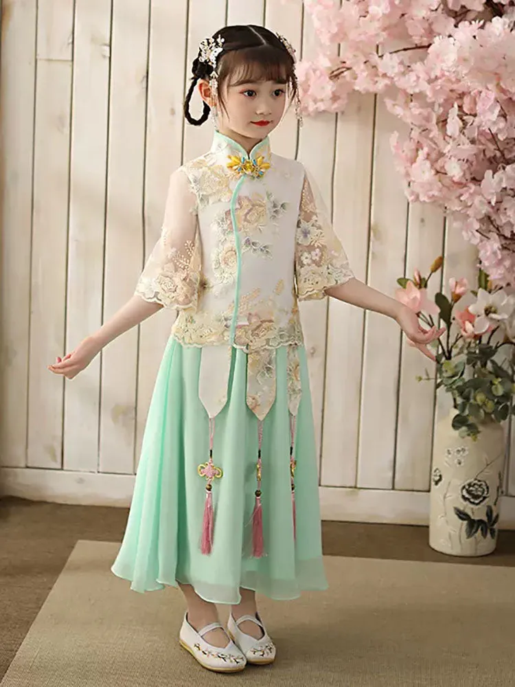 Autumn/Winter Ancient Oriental Style Dress National Elements Girl's Tang Suit