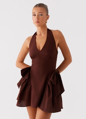 Artisanal-Detail Avalo Mini Dress - Chocolate