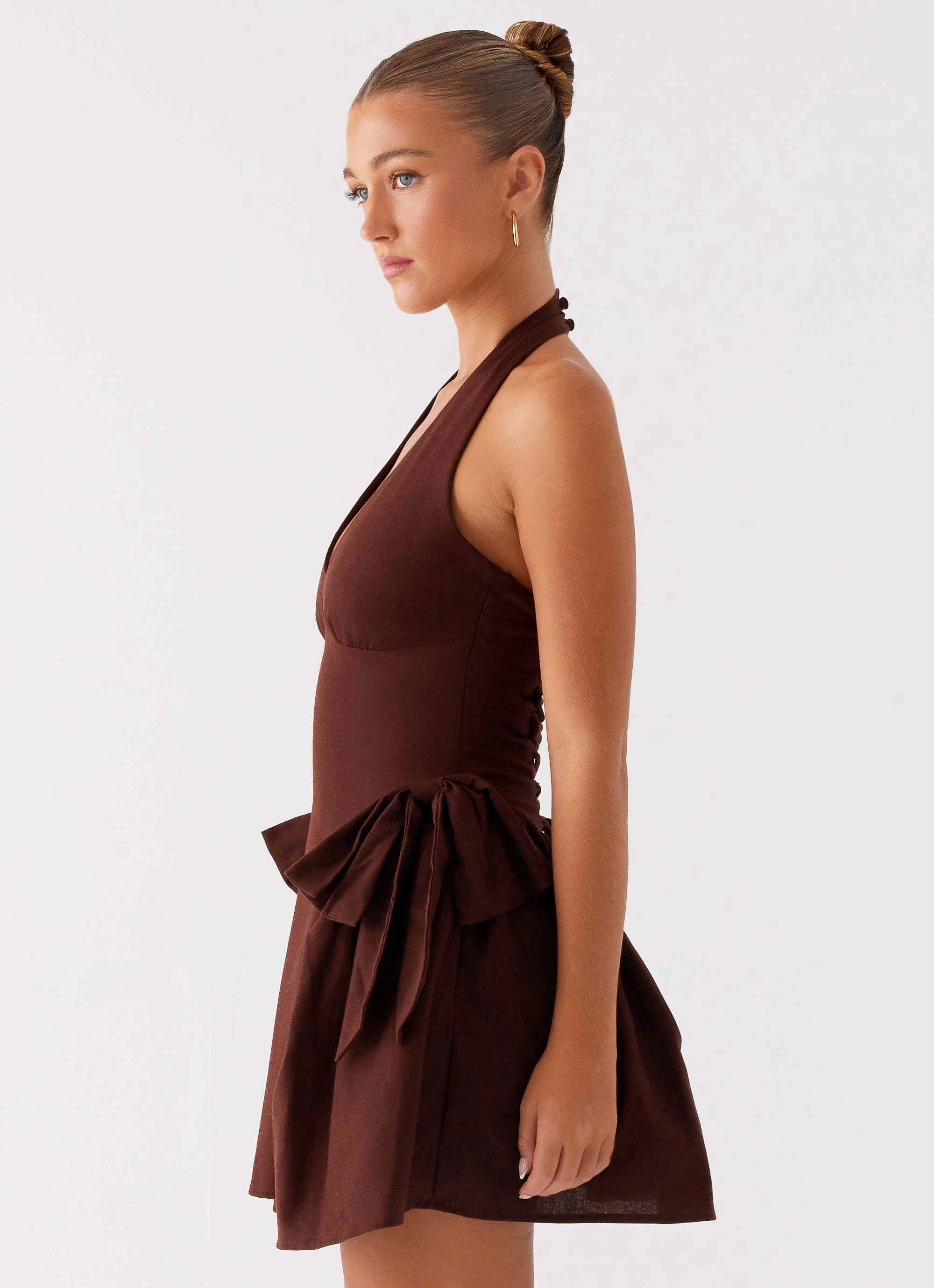 Breathable Wearable Easy Texture Avalo Mini Dress - Chocolate