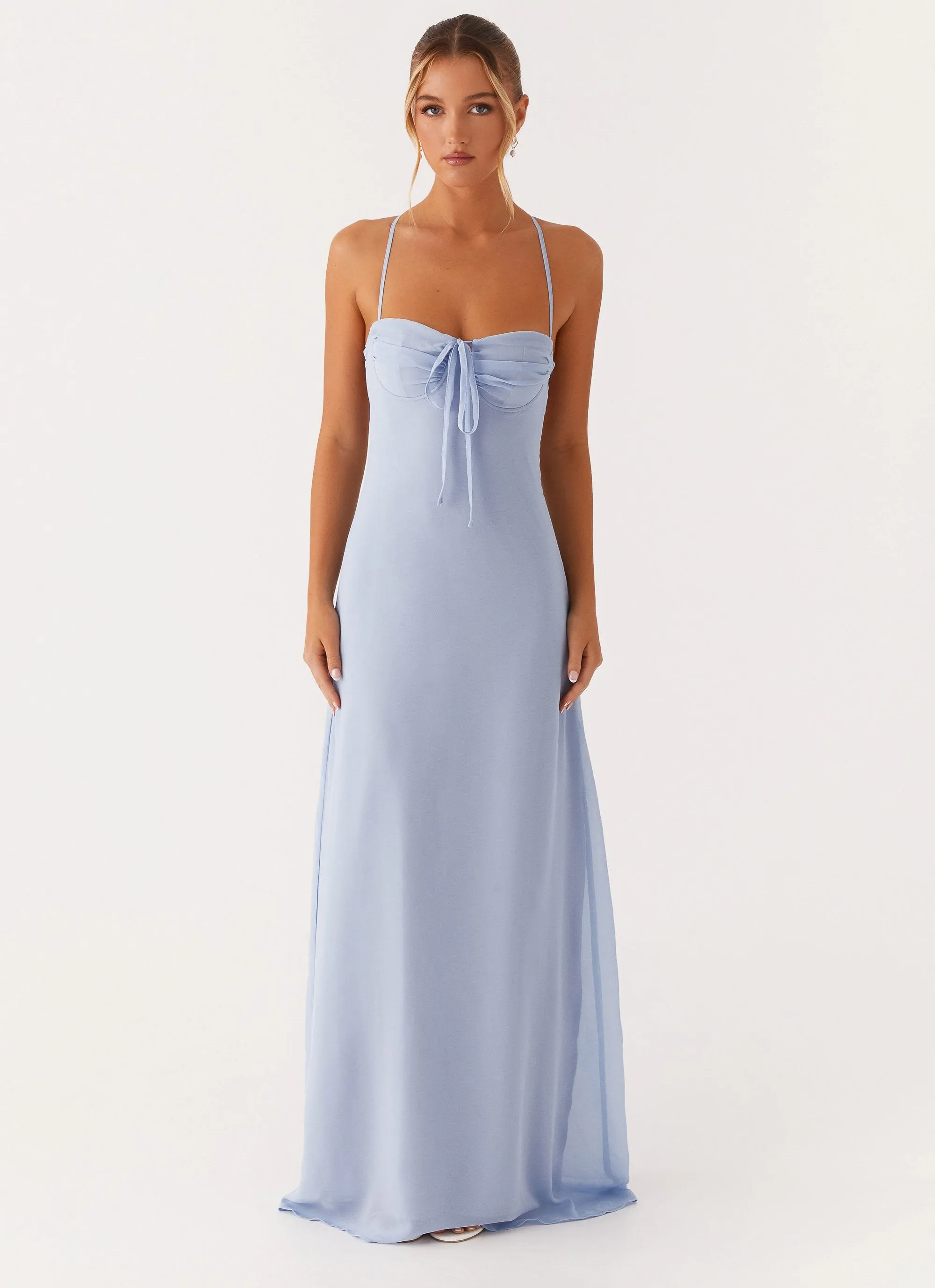 Aveline Bustier Maxi Dress - Blue Cool Simplicity
