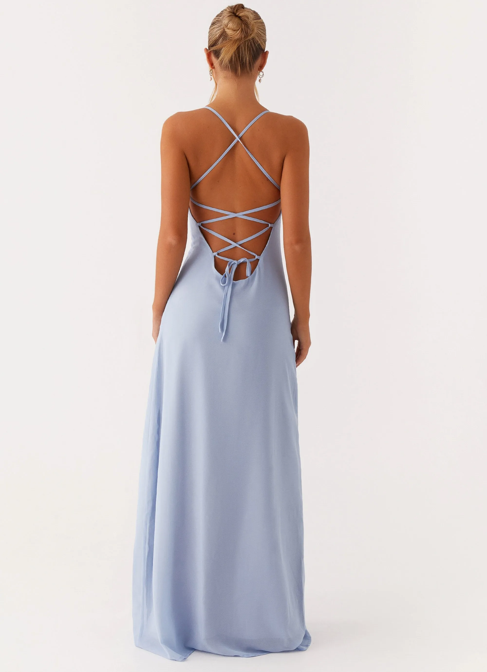 Aveline Bustier Maxi Dress - Blue Cozy Wear ContrastStitching