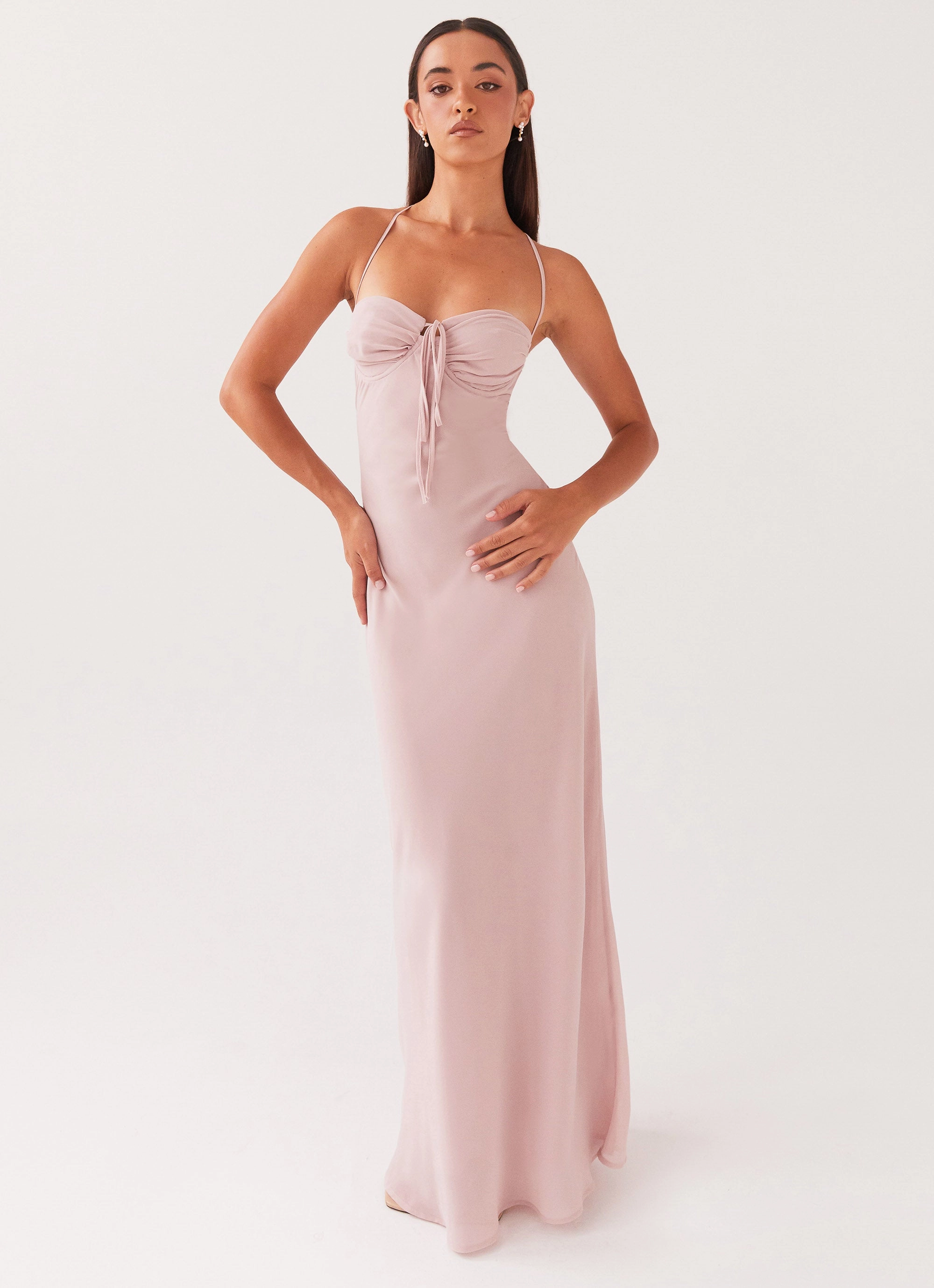 Aveline Maxi Dress - Mauve Printed-Fabric