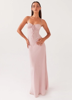 Aveline Maxi Dress - Mauve Printed-Fabric