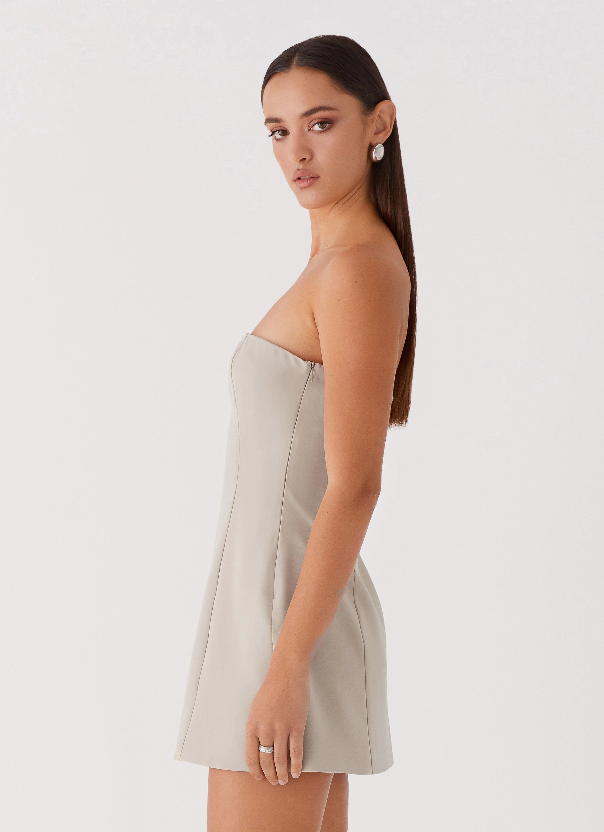 Ayanna Strapless Mini Dress - Beige Dreamy Presence Fit Base