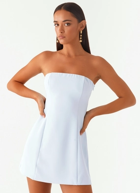 Ayanna Strapless Mini Dress - Blue Hook-And-Eye