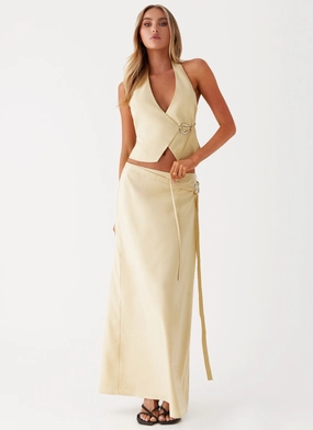Azura Maxi Skirt - Yellow Snag Resistant Fabric