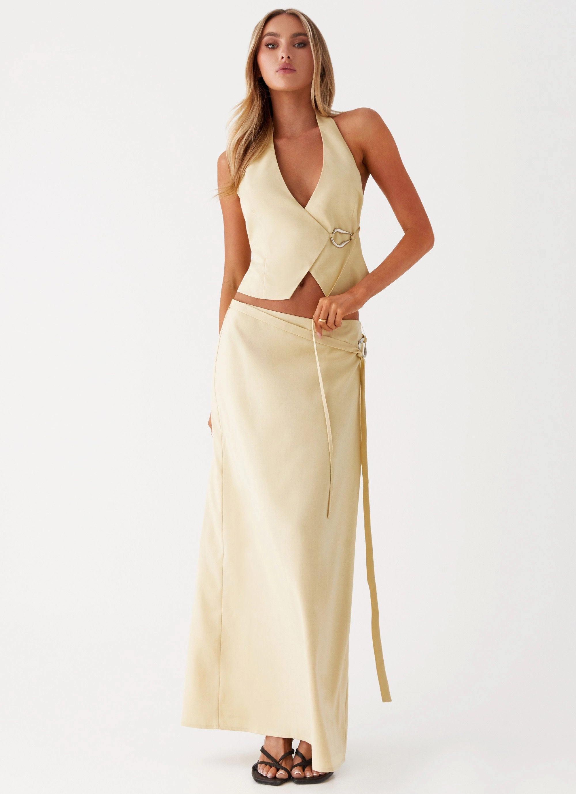 Azura Maxi Skirt - Yellow Snag Resistant Fabric