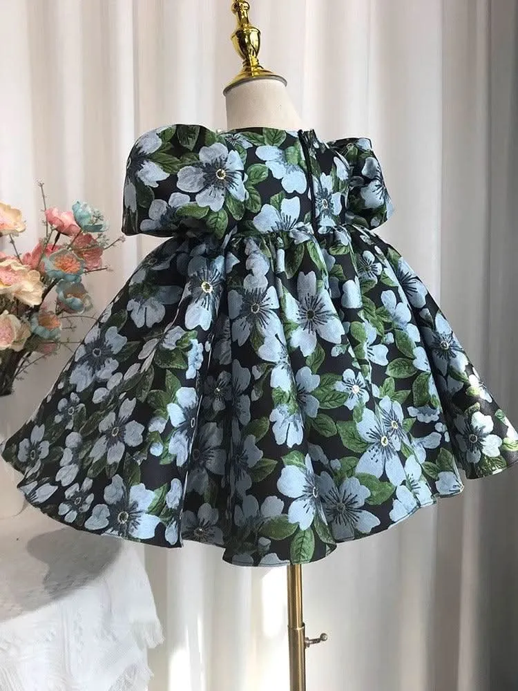 Baby's first birthday dress, children's puff sleeve princess dress