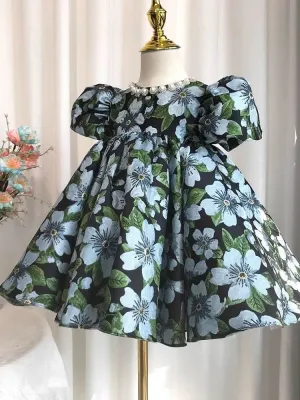 Baby's first birthday dress, children's puff sleeve princess dress
