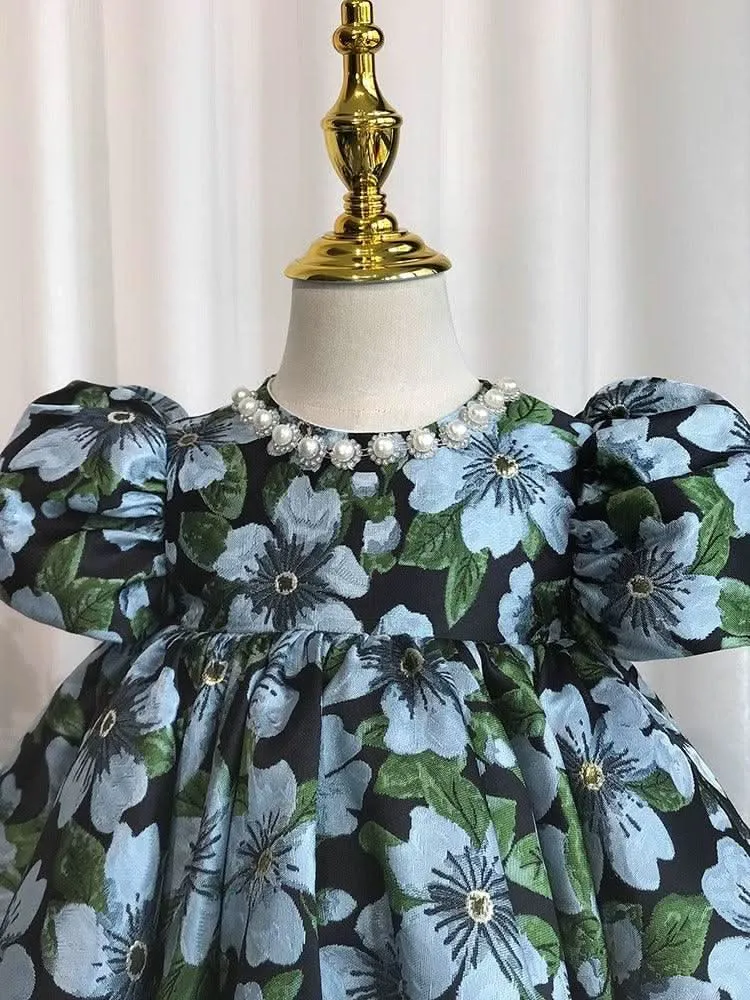 Baby's first birthday dress, children's puff sleeve princess dress