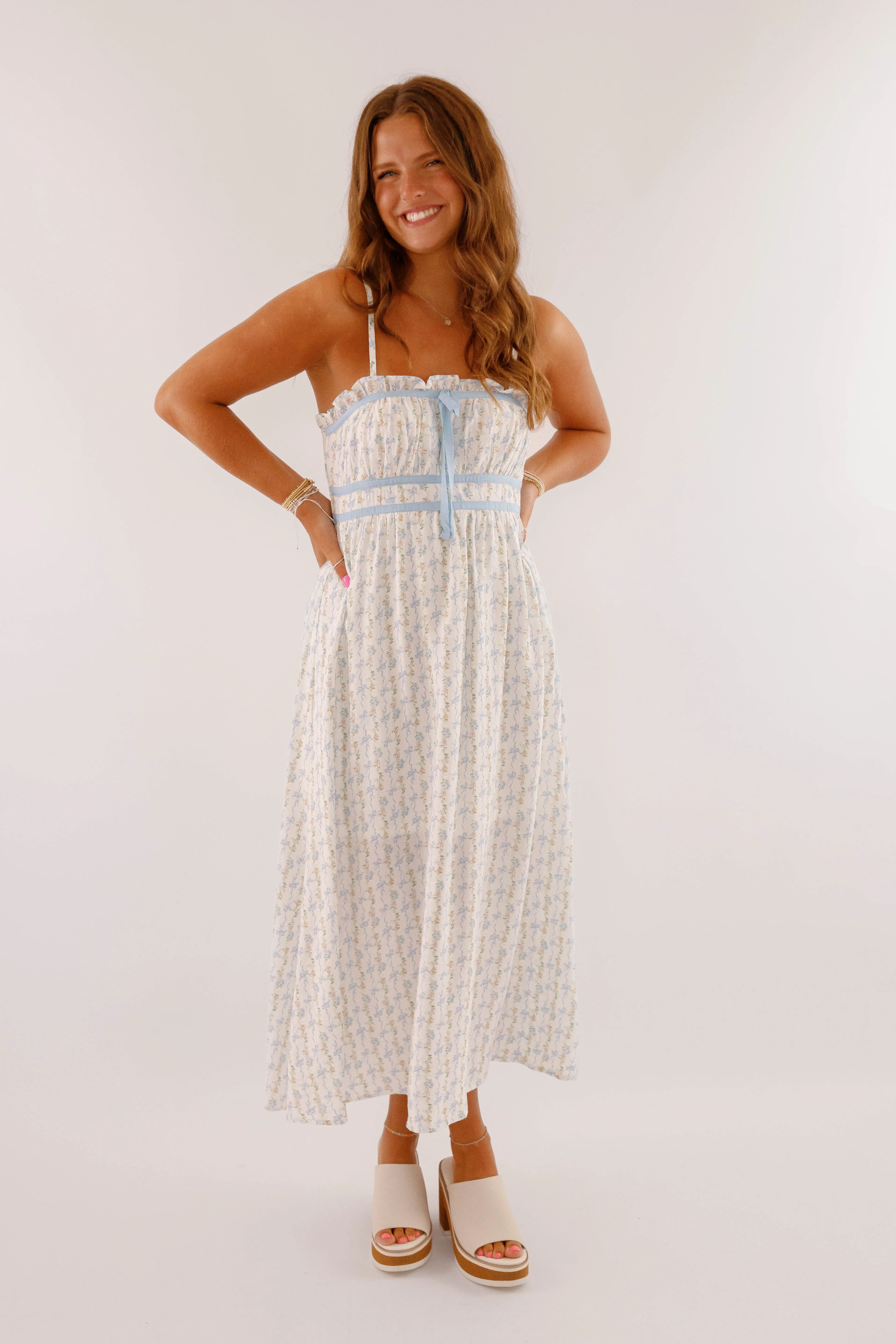 Back To Reality Midi Dress-Blue Anti-Static-Finish Comfy and Cozy