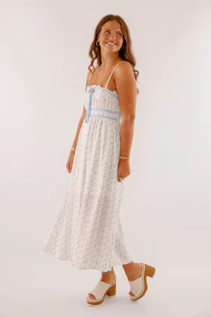 Back To Reality Midi Dress-Blue Embroidered-Detail City Flow
