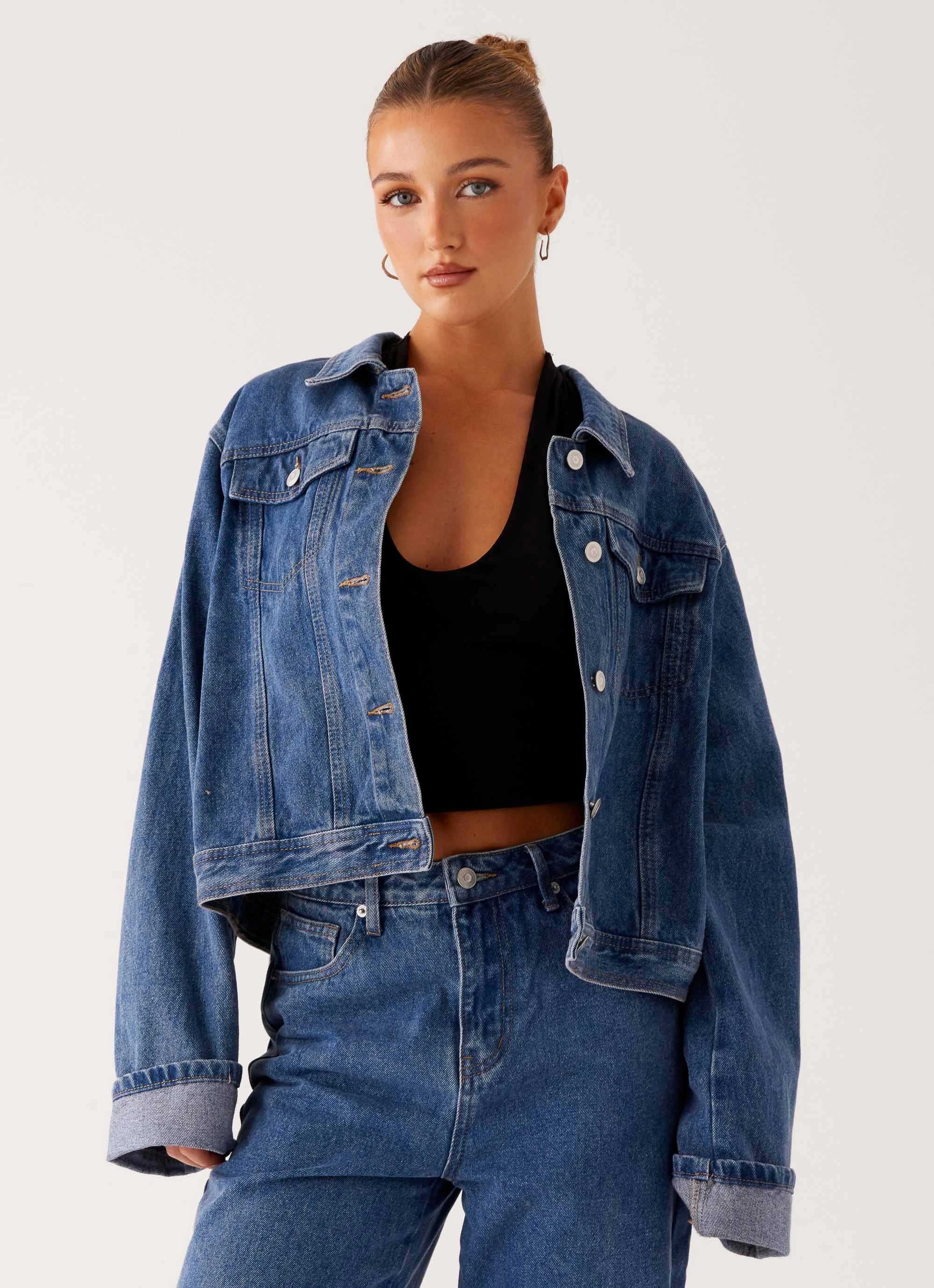 Sealed Seams Back Again Oversized Denim Jacket - True Blue