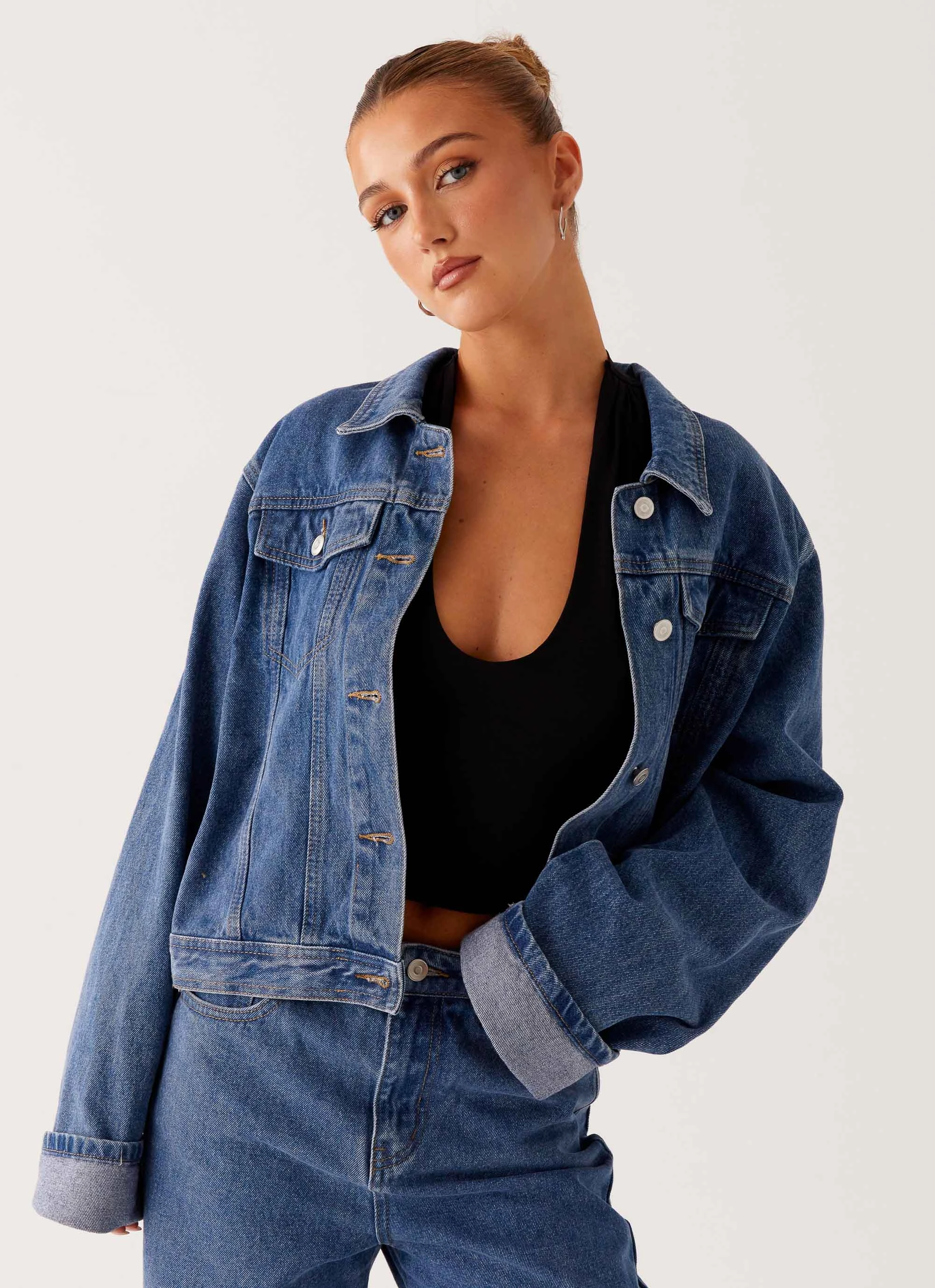 Neutral Fit Design Back Again Oversized Denim Jacket - True Blue