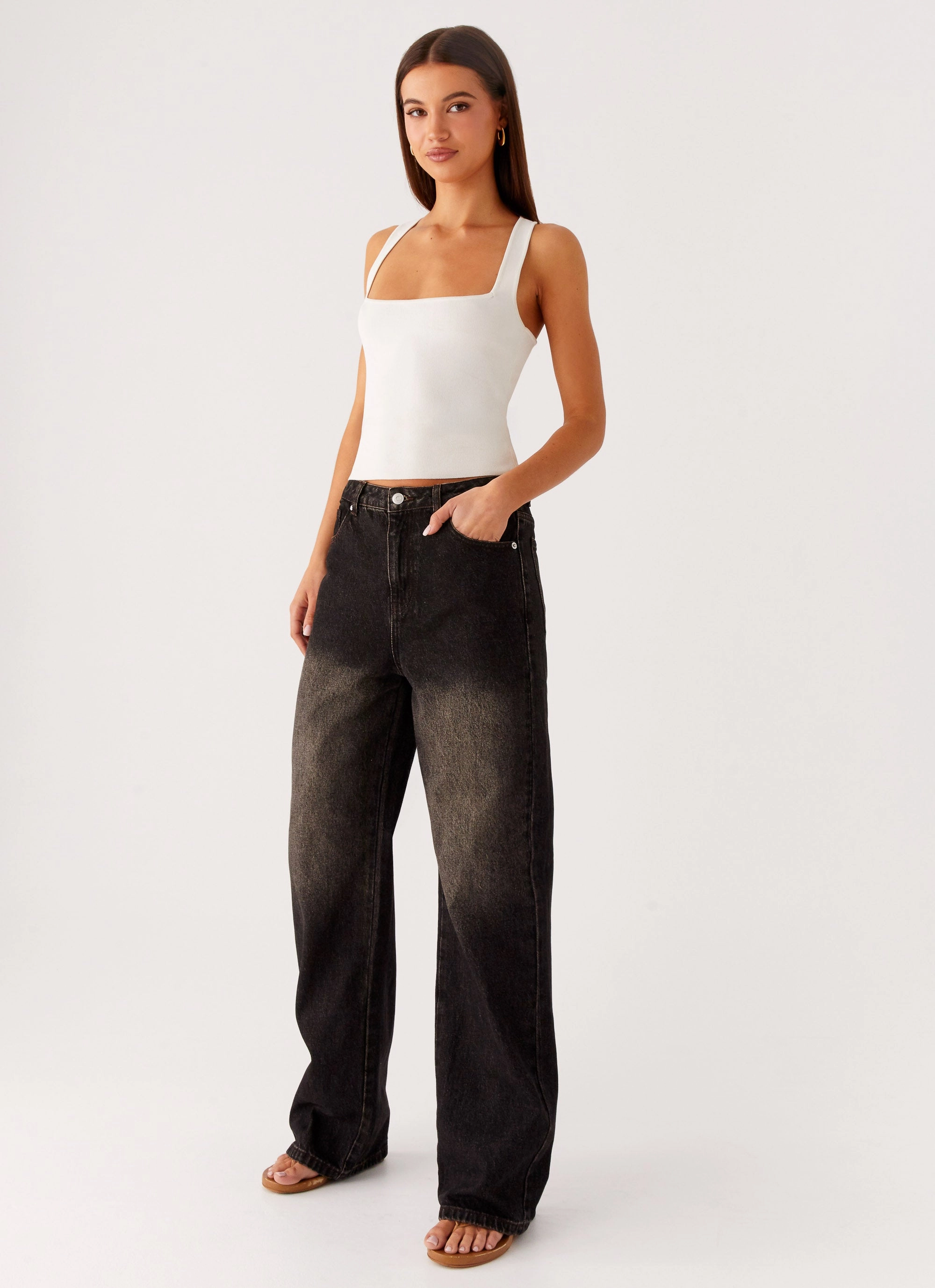 Easy Access Abrasion Resistant Panels Back Again Straight Leg Denim Jeans - Acid Charcoal