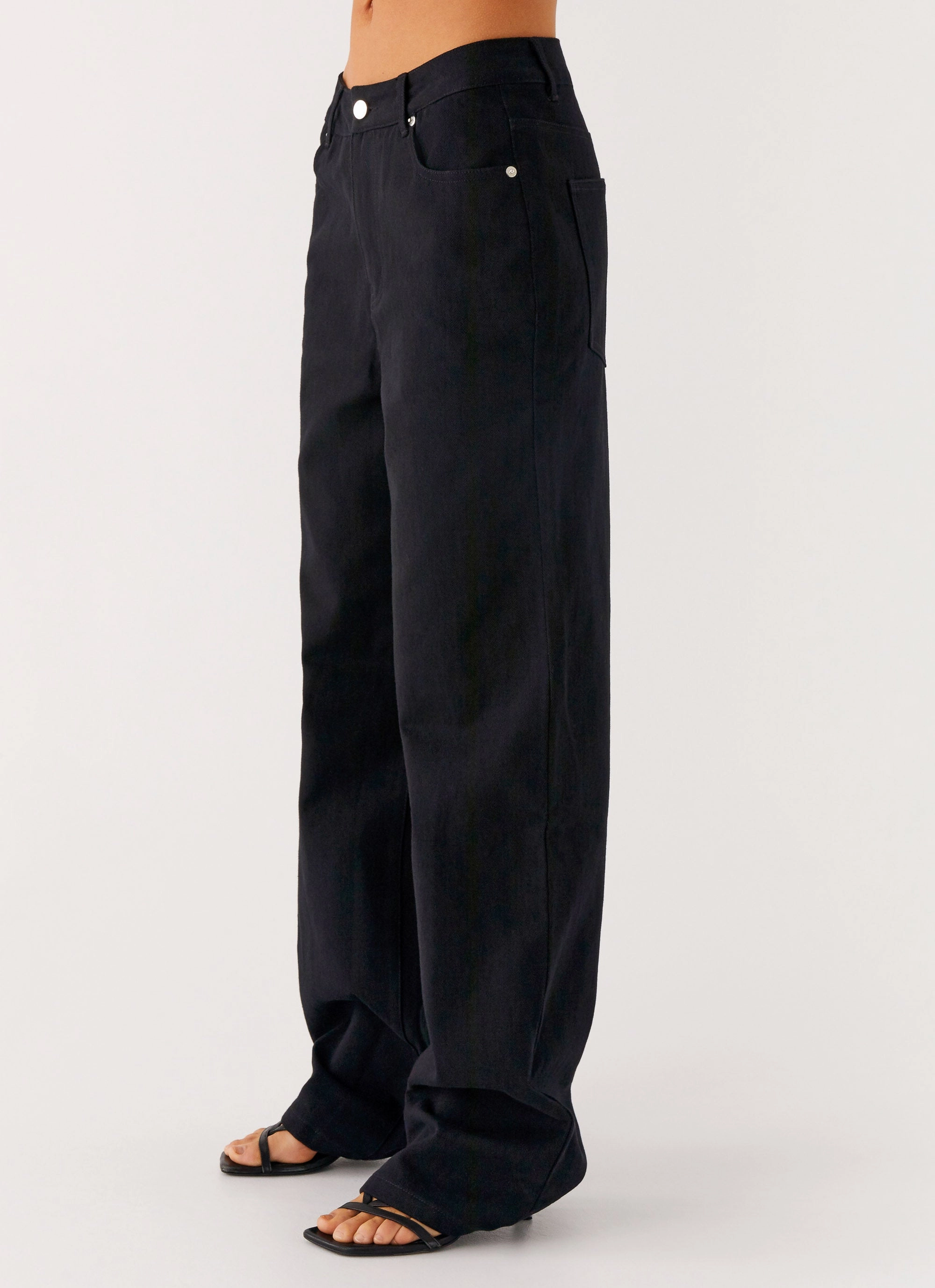 All Purpose NonBindingWaistline Back Again Straight Leg Denim Jeans - Black