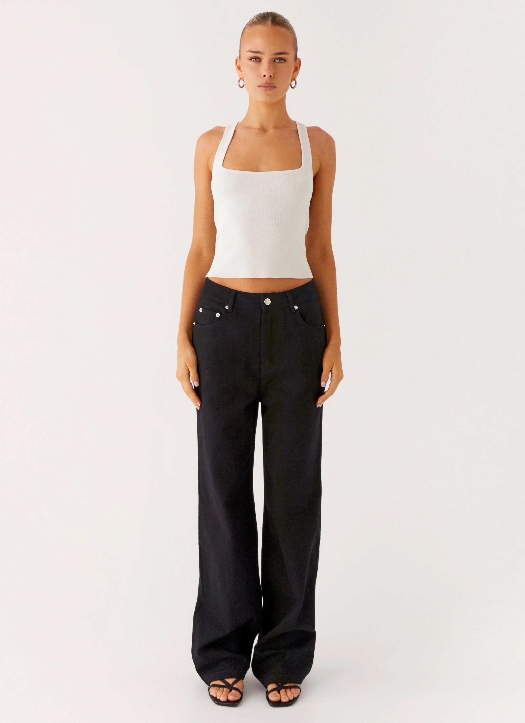 Back Again Straight Leg Denim Jeans - Black Movement Flex Roll-up style