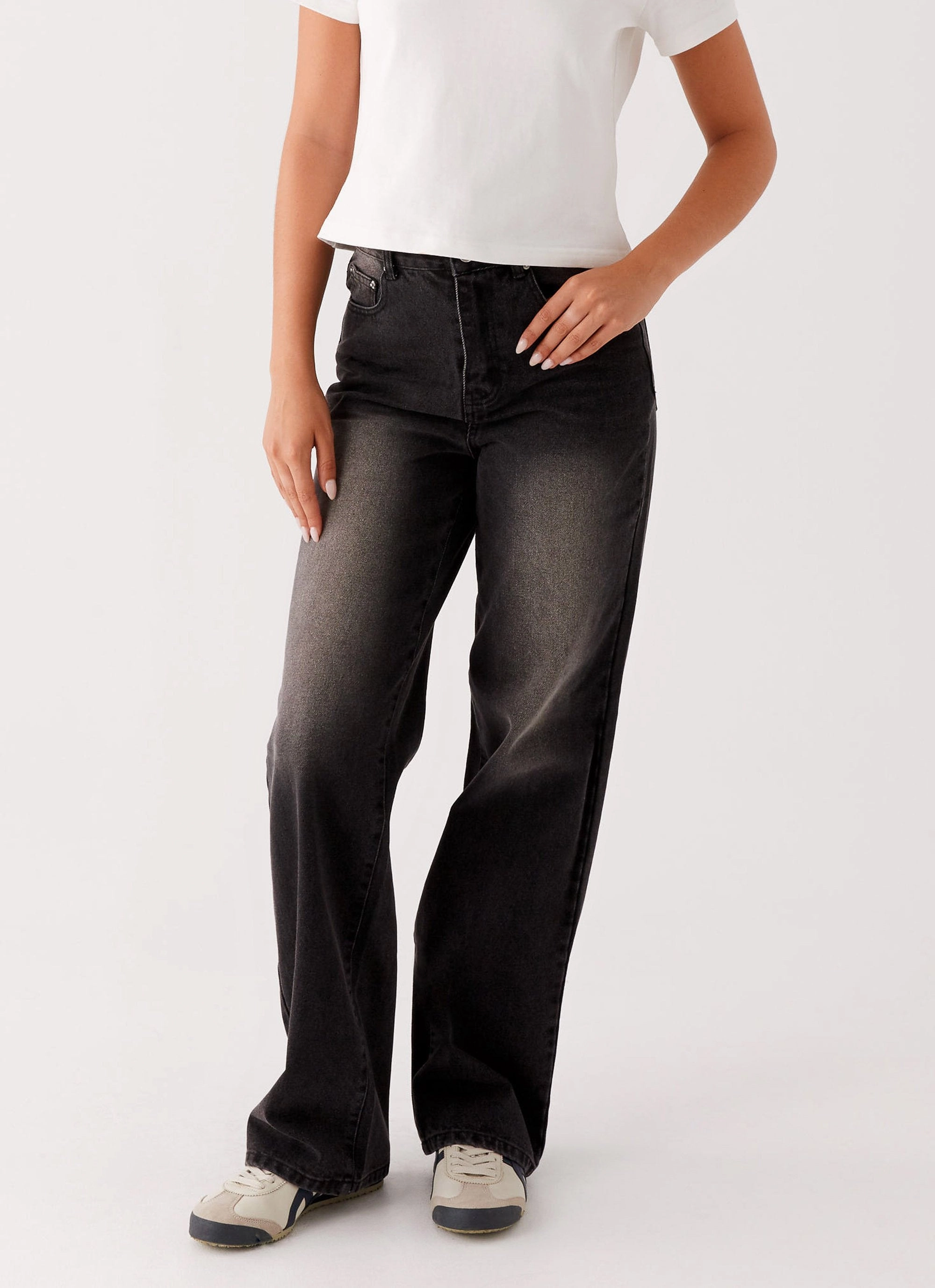 RecycledPolyester Back Again Straight Leg Denim Jeans - Charcoal Wash