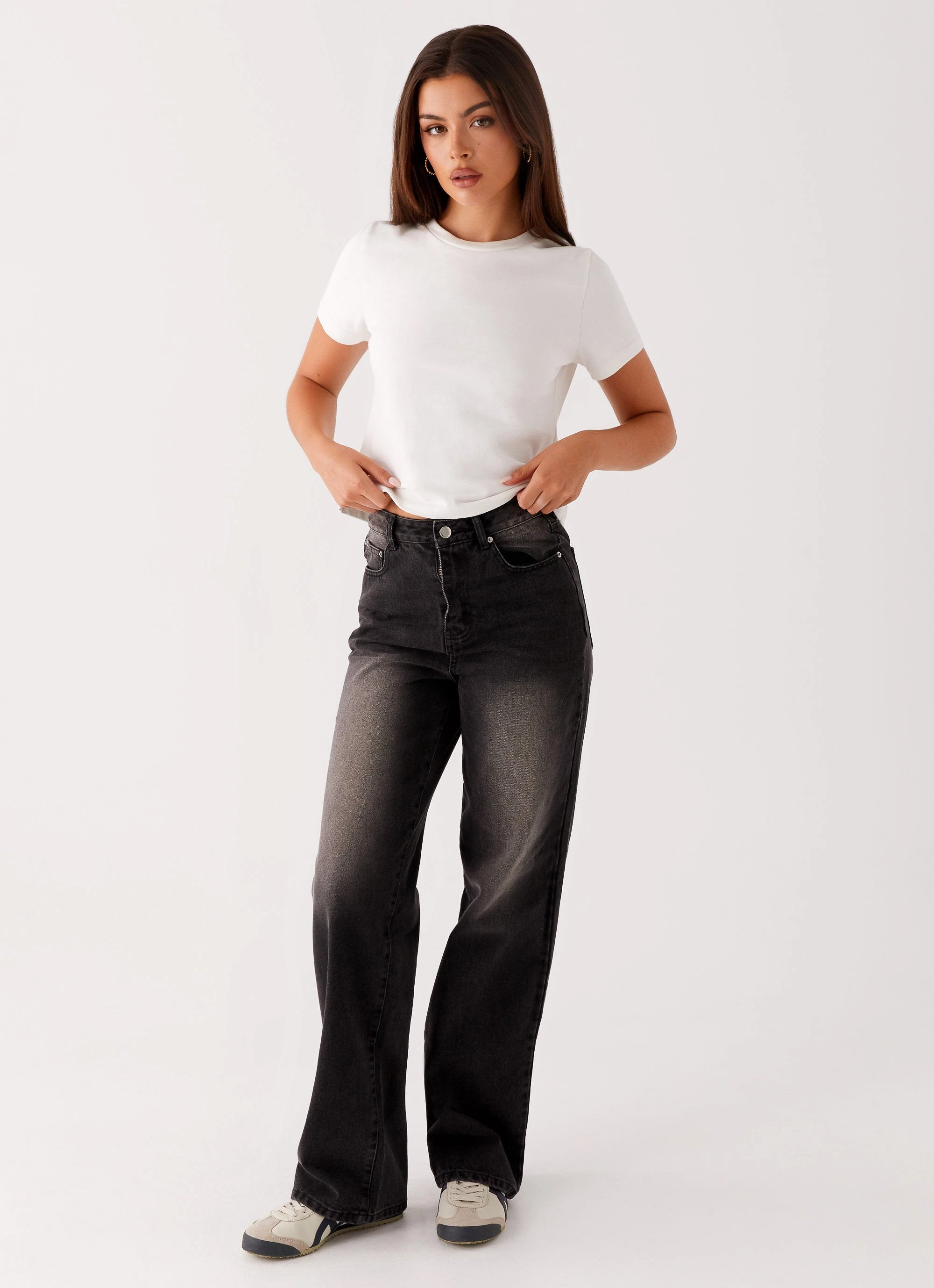 Back Again Straight Leg Denim Jeans - Charcoal Wash Minimal Comfort Chill Wear