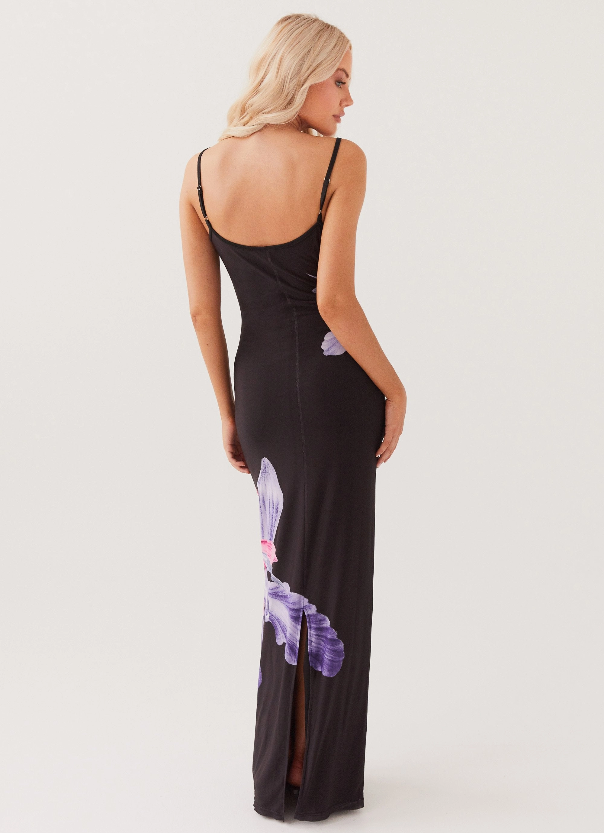 Bad News Mesh Maxi Dress - Black Tulip Leg-Lengthening Minimal Motion