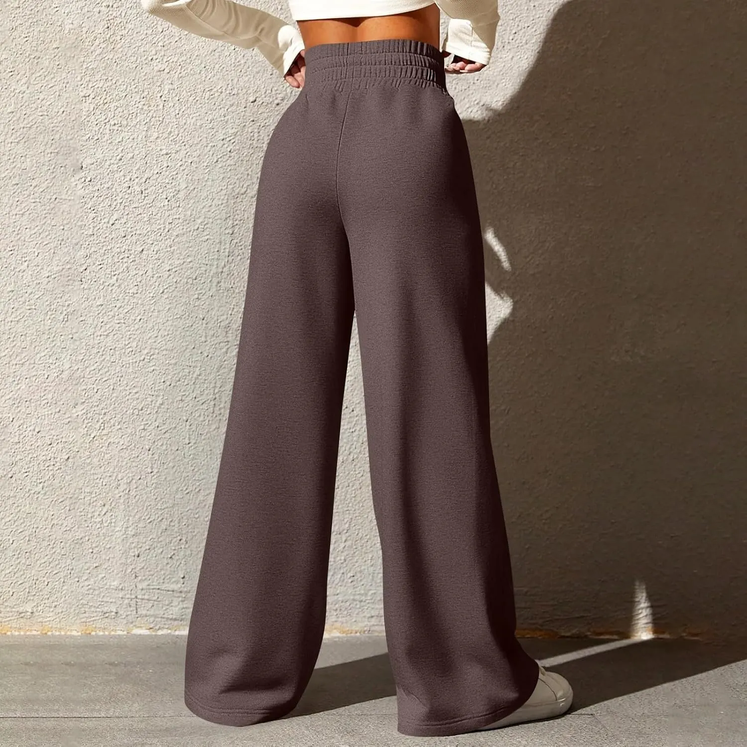 Baggy Sweatpants for Women Fleece Drawstring High Waisted Wide Leg Pants Lightweight Lounge Pants with Pockets
