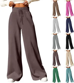 Baggy Sweatpants for Women Fleece Drawstring High Waisted Wide Leg Pants Lightweight Lounge Pants with Pockets