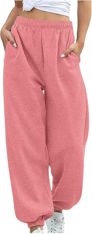 Baggy Sweatpants For Women Womens Sweatpants Baggy High Waisted Fall Pants Cinch Bottom Joggers with Pockets