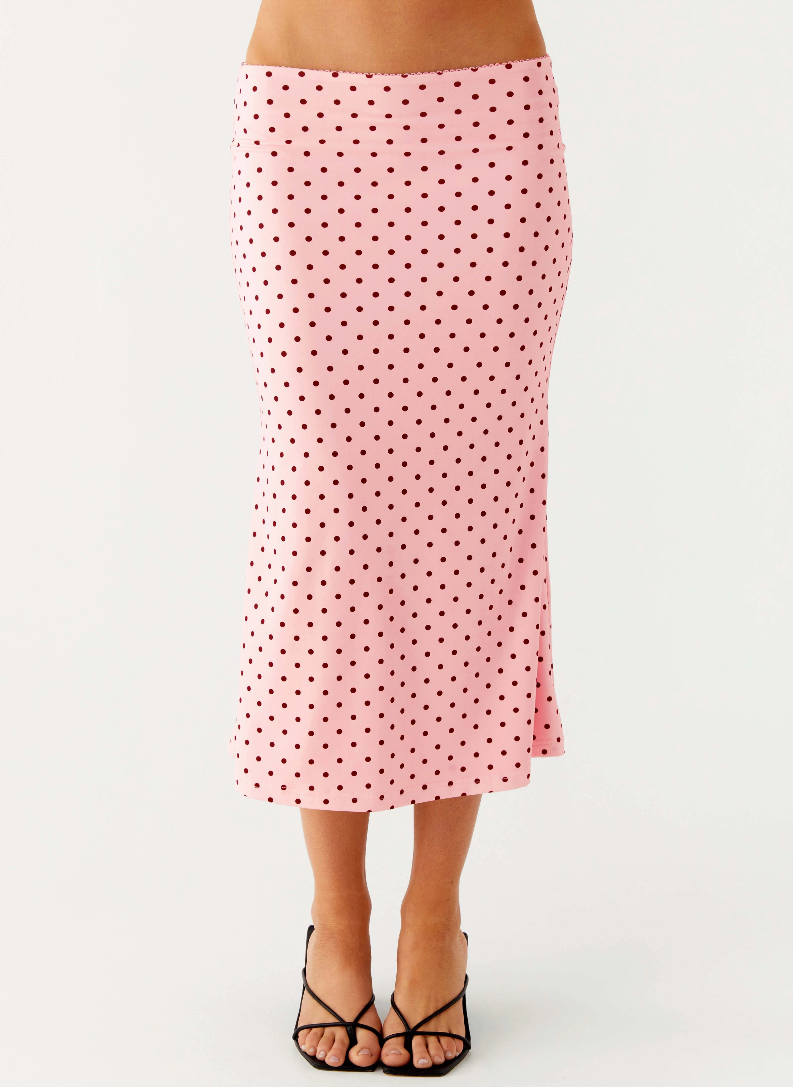 Bahama Low Rise Midi Skirt - Strawberry Dot Soft Comfort Comfy Fit