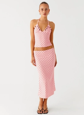 Active Layers Bahama Low Rise Midi Skirt - Strawberry Dot